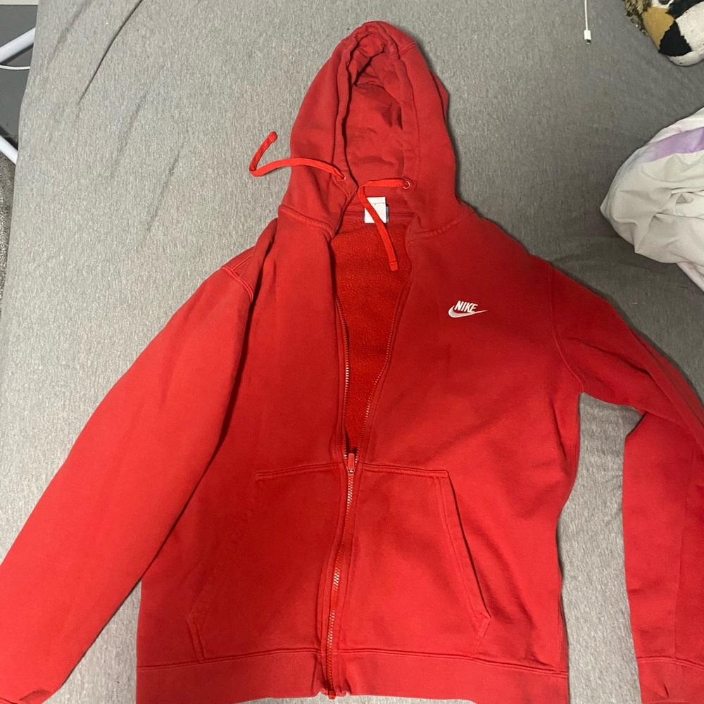 Red Nike zip up hoodie
